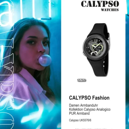 CALYPSO Damen-Armbanduhr Fashion analog Quarz-Uhr PU schwarz UK5576/6