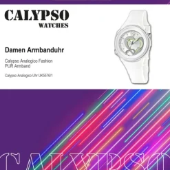 CALYPSO Damen-Armbanduhr Fashion analog Quarz-Uhr PU weiß UK5576/1