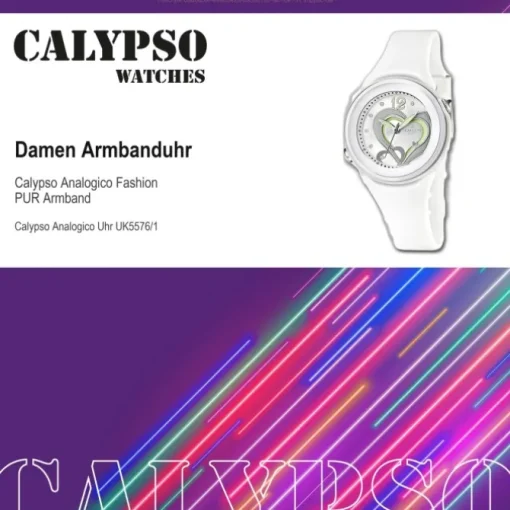 CALYPSO Damen-Armbanduhr Fashion analog Quarz-Uhr PU weiß UK5576/1