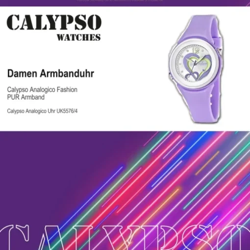CALYPSO Damen-Armbanduhr Fashion analog Quarz-Uhr PU flieder UK5576/4
