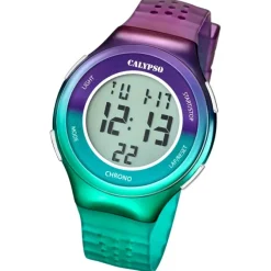 Calypso Damenuhr Kautschuk lila türkisblau Calypso Digital Armbanduhr UK5841/2