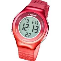 Calypso Damenuhr Kautschuk rot Calypso Digital Armbanduhr UK5841/5