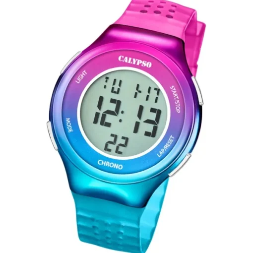 Calypso Damenuhr Kautschuk pink türkisblau Calypso Digital Armbanduhr UK5841/1