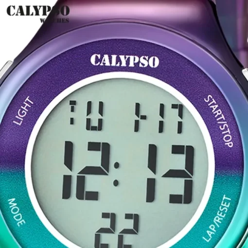 Calypso Damenuhr Kautschuk lila türkisblau Calypso Digital Armbanduhr UK5841/2