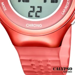 Calypso Damenuhr Kautschuk rot Calypso Digital Armbanduhr UK5841/5