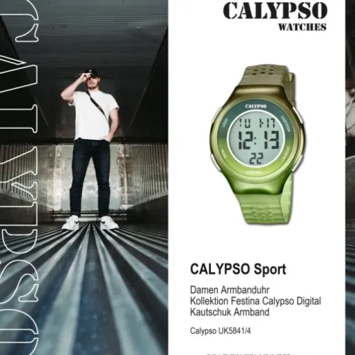 Calypso Damenuhr Kautschuk olivgrün braun Calypso Digital Armbanduhr UK5841/4