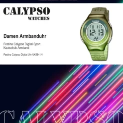 Calypso Damenuhr Kautschuk olivgrün braun Calypso Digital Armbanduhr UK5841/4