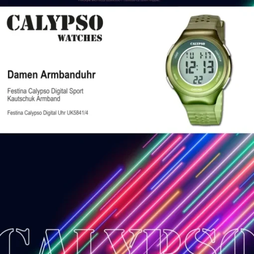Calypso Damenuhr Kautschuk olivgrün braun Calypso Digital Armbanduhr UK5841/4