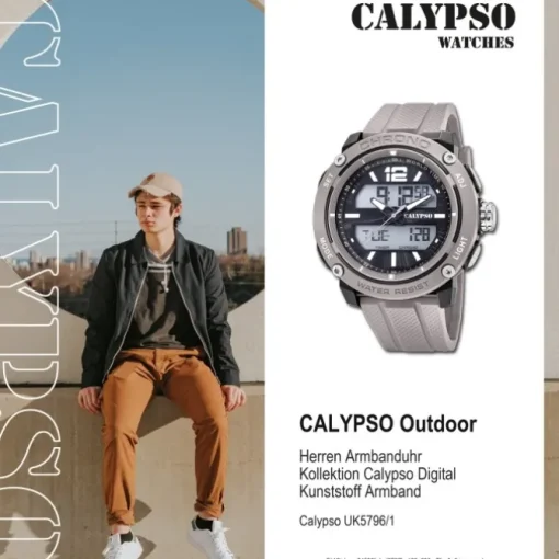 Calypso Herren Armbanduhr K5796/1 Analog-Digital Kunststoff grau UK5796/1