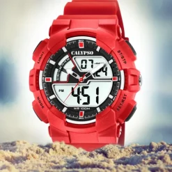 Calypso Herren Armbanduhr Street Style K5771/2 Quarz-Uhr PU rot UK5771/2