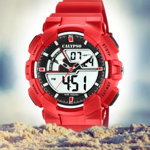 Calypso Herren Armbanduhr Street Style K5771/2 Quarz-Uhr PU rot UK5771/2