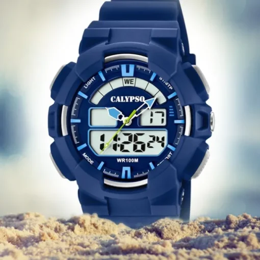 Calypso Herren Armbanduhr Street Style K5772/3 Quarz-Uhr PU blau UK5772/3