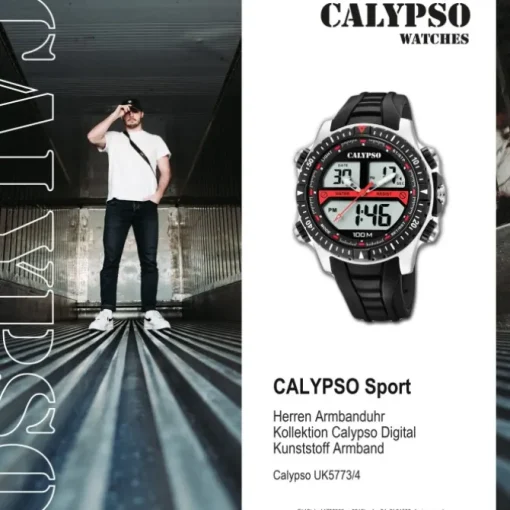 Calypso Herren Armbanduhr Street Style K5773/4 Quarz-Uhr PU schwarz UK5773/4