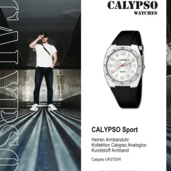 Calypso Herren Armbanduhr Street Style K5753/4 Quarz-Uhr PU schwarz UK5753/4