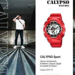 Calypso Herren Armbanduhr Street Style K5771/2 Quarz-Uhr PU rot UK5771/2
