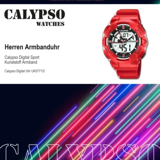 Calypso Herren Armbanduhr Street Style K5771/2 Quarz-Uhr PU rot UK5771/2