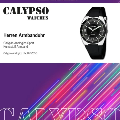 Calypso Herren Armbanduhr Street Style K5753/3 Quarz-Uhr PU schwarz UK5753/3