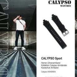 Calypso Herren Uhrenarmband 17mm Kautschuk-Band schwarz für Calypso K5595 UKA5595/S