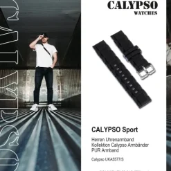 Calypso Herren Uhrenarmband 22mm PU-Band schwarz für Calypso K5577 UKA5577/S