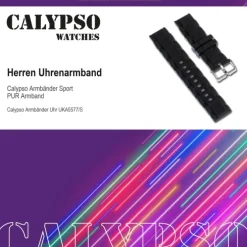 Calypso Herren Uhrenarmband 22mm PU-Band schwarz für Calypso K5577 UKA5577/S
