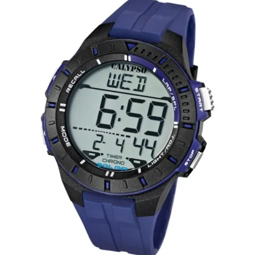 CALYPSO Herren-Armbanduhr Sport Funktinsuhr Quarz-Uhr PU blau UK5607/2