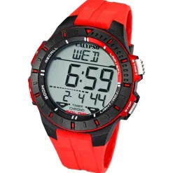 CALYPSO Herren-Armbanduhr Sport Funktinsuhr Quarz-Uhr PU rot UK5607/5