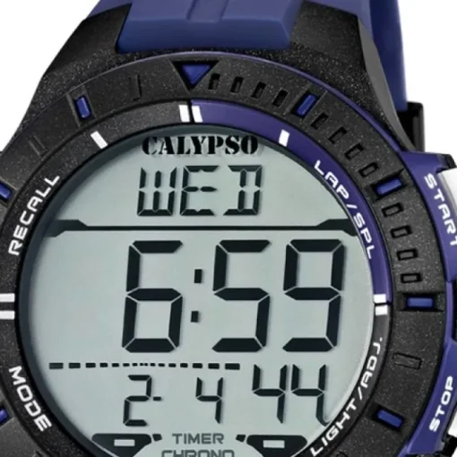 CALYPSO Herren-Armbanduhr Sport Funktinsuhr Quarz-Uhr PU blau UK5607/2