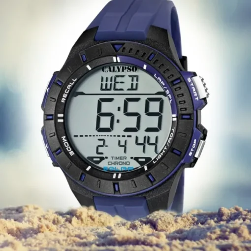 CALYPSO Herren-Armbanduhr Sport Funktinsuhr Quarz-Uhr PU blau UK5607/2