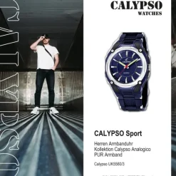 CALYPSO Herren-Armbanduhr Sport analog Quarz-Uhr PU dunkelblau UK5560/3