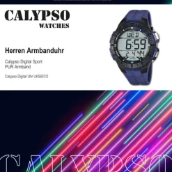 CALYPSO Herren-Armbanduhr Sport Funktinsuhr Quarz-Uhr PU blau UK5607/2