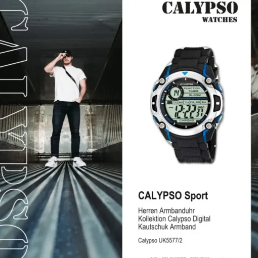 Calypso Herrenfunktionsuhr schwarz-blau Digit. Uhren Kollektion UK5577/2