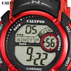 Calypso Herrenuhr Kautschuk schwarz rot Calypso Digital Armbanduhr UK5610/5