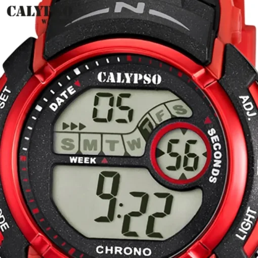 Calypso Herrenuhr Kautschuk schwarz rot Calypso Digital Armbanduhr UK5610/5