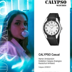Calypso Herrenuhr Kautschuk schwarz Calypso Analogico Armbanduhr UK5843/1