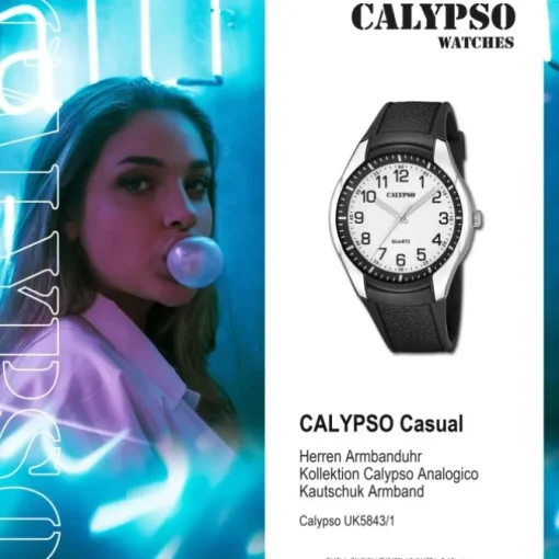 Calypso Herrenuhr Kautschuk schwarz Calypso Analogico Armbanduhr UK5843/1