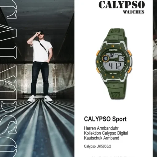 Calypso Herrenuhr Kautschuk grün Calypso Digital Armbanduhr UK5853/2