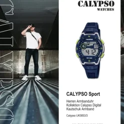 Calypso Herrenuhr Kautschuk dunkelblau Calypso Digital Armbanduhr UK5853/3