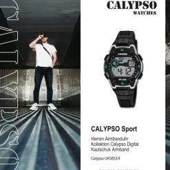 Calypso Herrenuhr Kautschuk schwarz Calypso Digital Armbanduhr UK5853/4