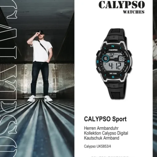 Calypso Herrenuhr Kautschuk schwarz Calypso Digital Armbanduhr UK5853/4