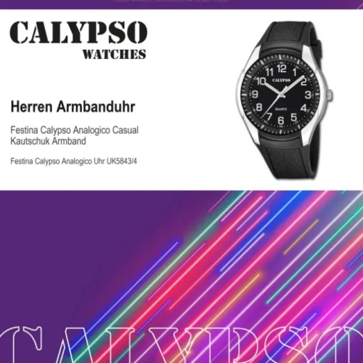 Calypso Herrenuhr Kautschuk schwarz Calypso Analogico Armbanduhr UK5843/4