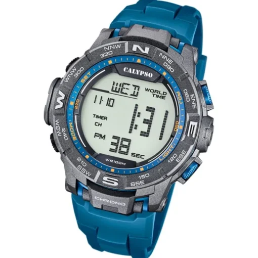 Calypso Herrenuhr Kunststoff blau Calypso Digital Armbanduhr UK5816/1