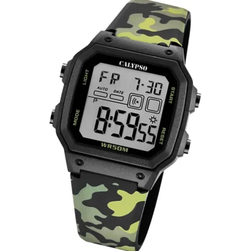 Calypso Herrenuhr Kunststoff schwarz grün Calypso Digital Armbanduhr UK5812/4