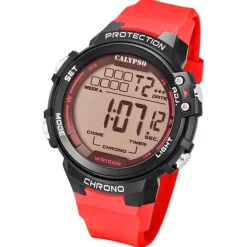 Calypso Herrenuhr Kunststoff rot Calypso Digital Armbanduhr UK5817/3