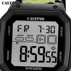 Calypso Herrenuhr Kunststoff schwarz grün Calypso Digital Armbanduhr UK5812/4