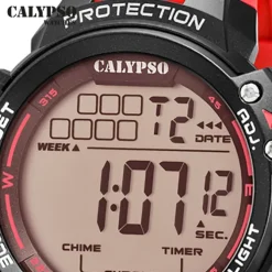 Calypso Herrenuhr Kunststoff rot Calypso Digital Armbanduhr UK5817/3