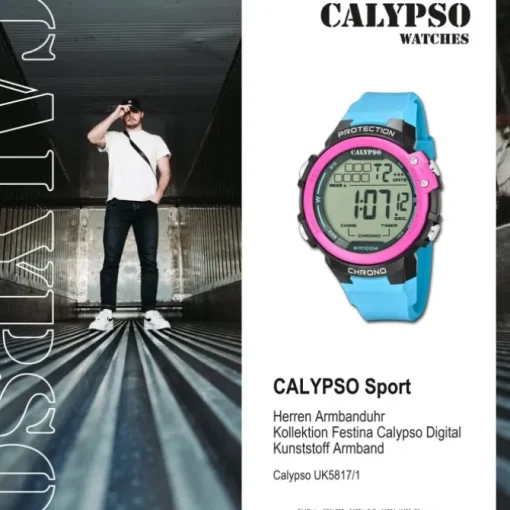Calypso Herrenuhr Kunststoff blau Calypso Digital Armbanduhr UK5817/1