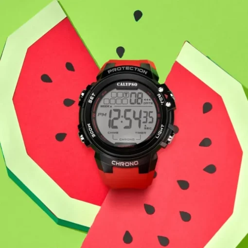 Calypso Herrenuhr Kunststoff rot Calypso Digital Armbanduhr UK5817/3