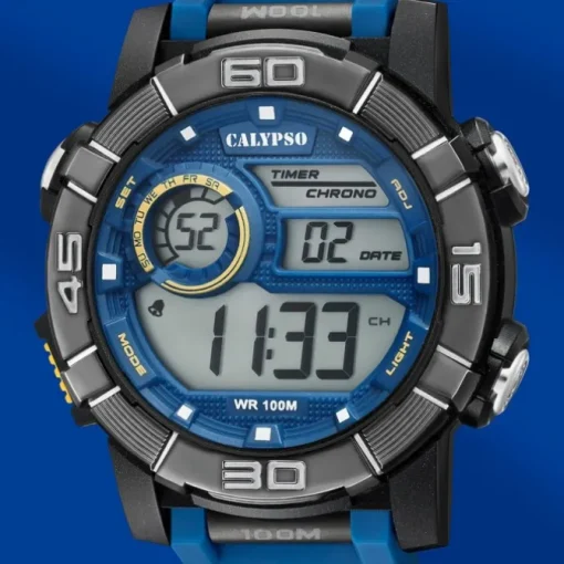 Calypso Herrenuhr Kunststoff blau Calypso Digital Armbanduhr UK5818/2