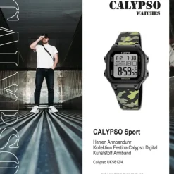 Calypso Herrenuhr Kunststoff schwarz grün Calypso Digital Armbanduhr UK5812/4