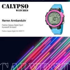 Calypso Herrenuhr Kunststoff blau Calypso Digital Armbanduhr UK5817/1